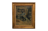20th Century French Oil Painting of a French Cooper and His Dog