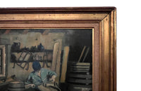 20th Century French Oil Painting of a French Cooper and His Dog