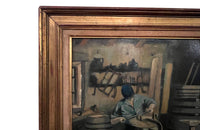 20th Century French Oil Painting of a French Cooper and His Dog