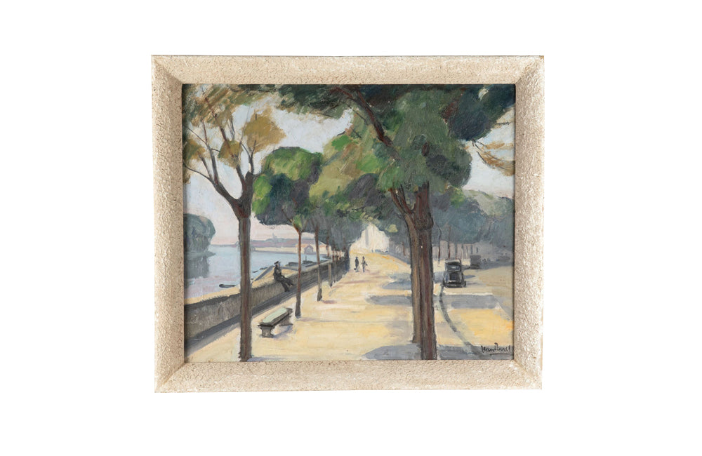 20th Century French Oil Painting 'Promenade Beneath Parasol Pines' By Jean Perret