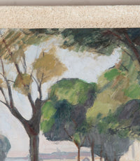 20th Century French Oil Painting 'Promenade Beneath Parasol Pines' By Jean Perret