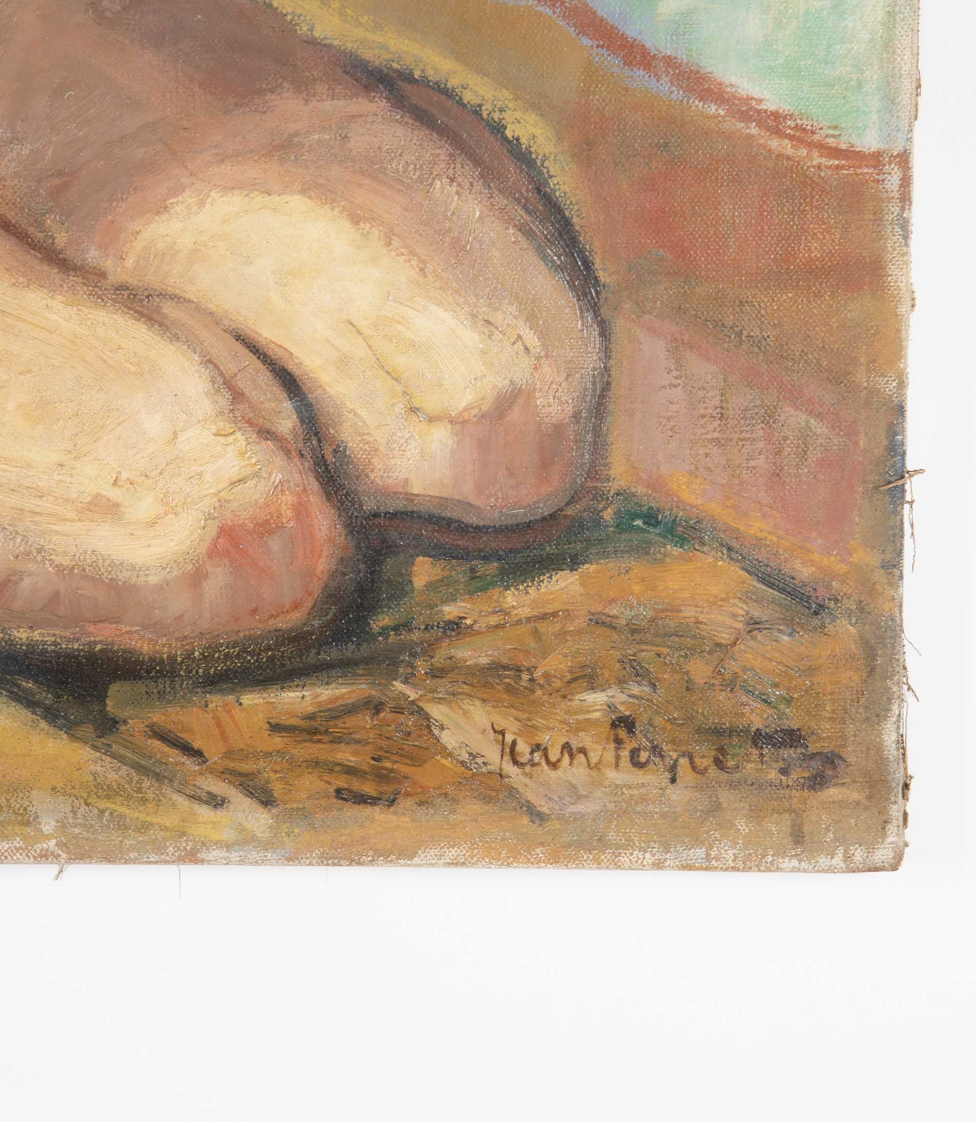 Painting of a kneeling nude by Jean Perret