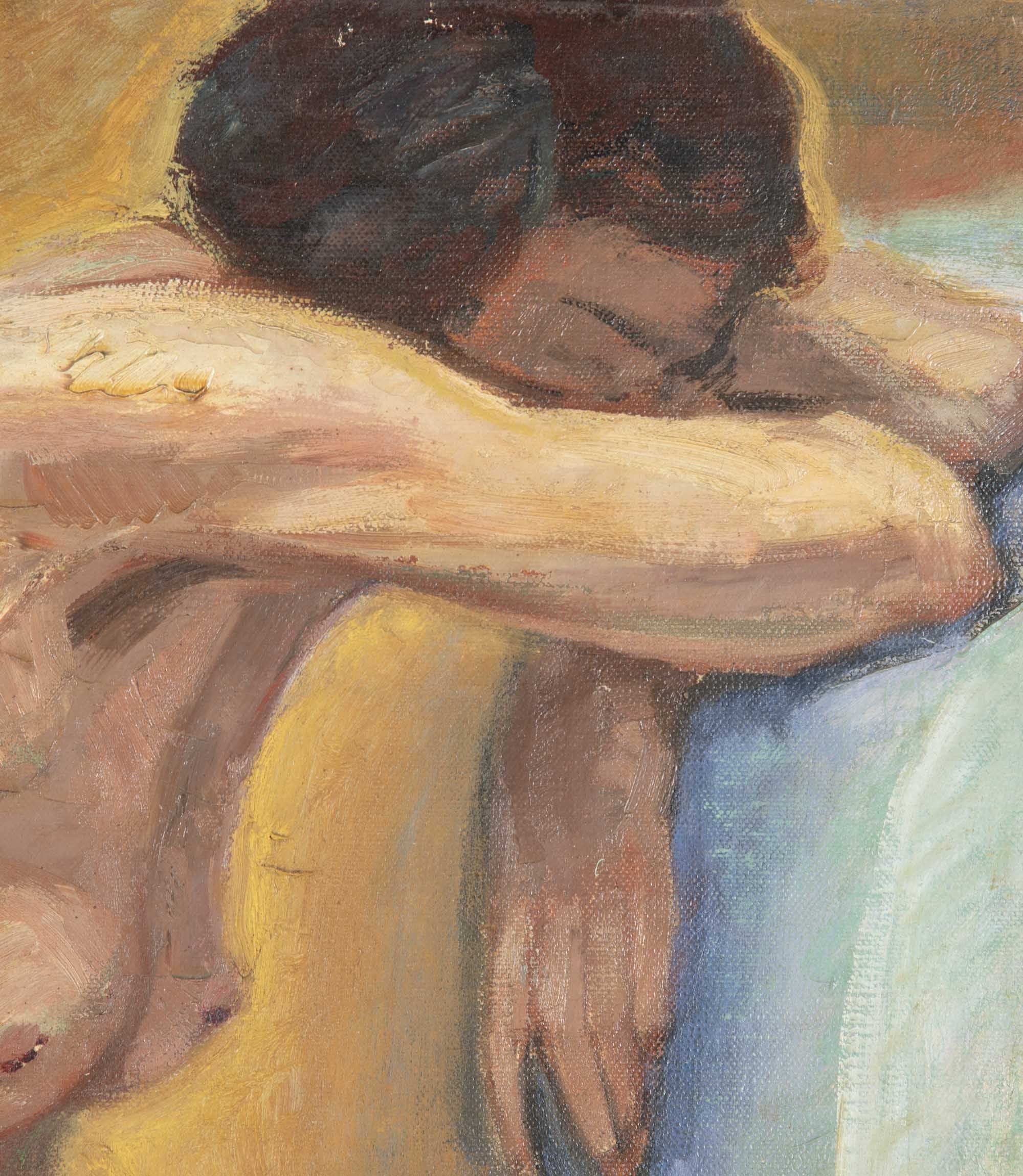 Painting of a kneeling nude by Jean Perret