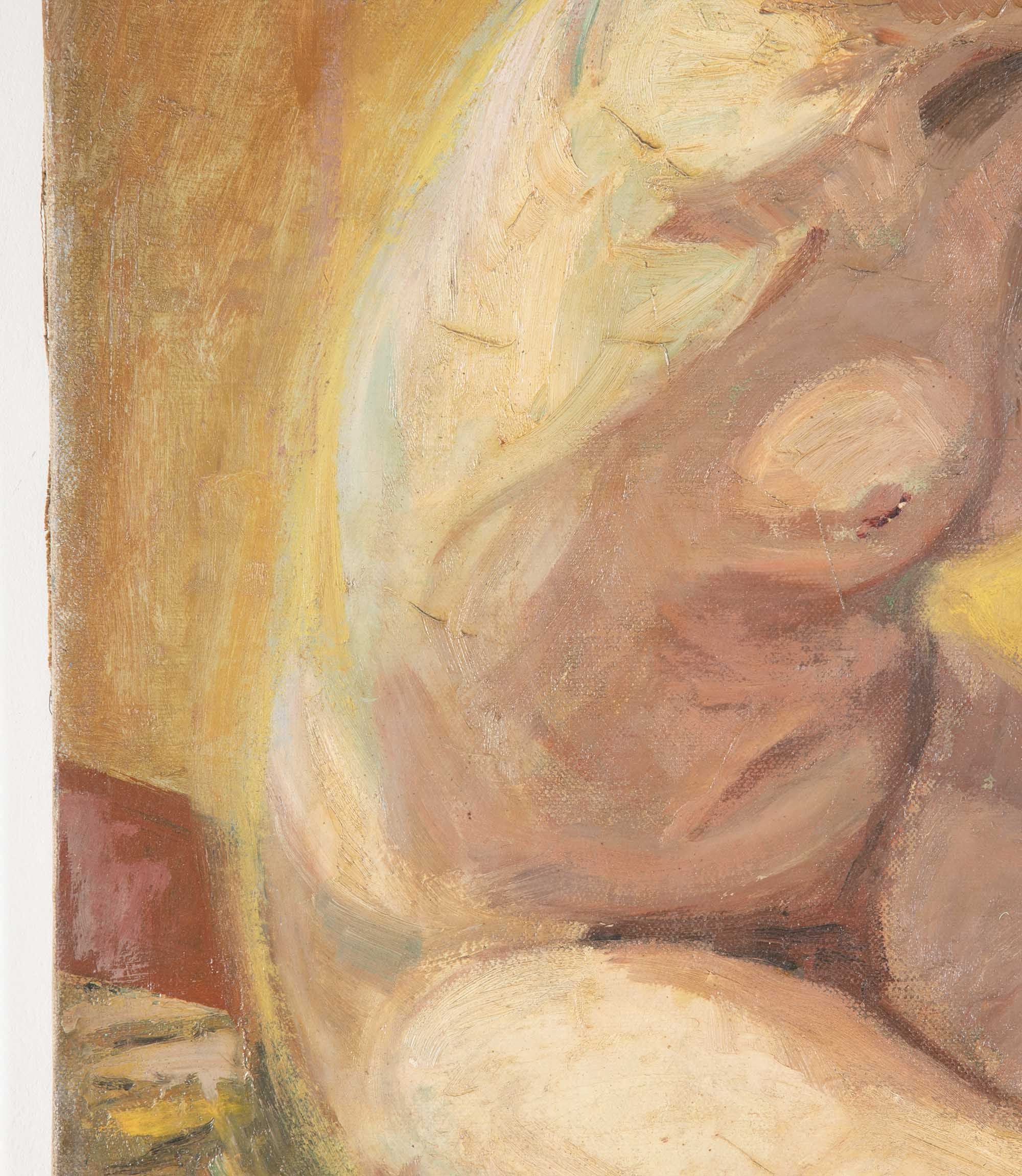 Painting of a kneeling nude by Jean Perret