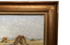 19th century framed, oil on canvas landscape painting of a field with haystacks - French Antiques