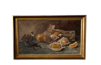 20th Century French Framed Still Life Painting 'Violets and Clementines'