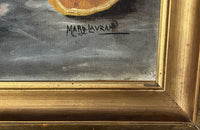 20th Century French Framed Still Life Painting 'Violets and Clementines'