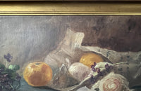 20th Century French Framed Still Life Painting 'Violets and Clementines'