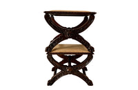 Antique stools Italian ornately carved with lion paw feet - 