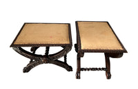 Antique stools Italian ornately carved with lion paw feet - 