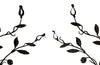 Beautiful pair of early 20th century French large hand wrought iron wall decorations with floral and foliate ornamentation, each in the form of a branching flowering plant.