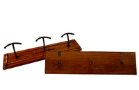 pair of French wooden and iron coat racks with faux bamboo decoration circa 1900