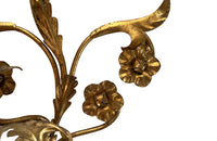 Pair of elegant mid century French gilt metal floral and foliate wall appliques.