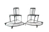 Pair of French, painted, iron, corner mid century plant stands with three tiers.