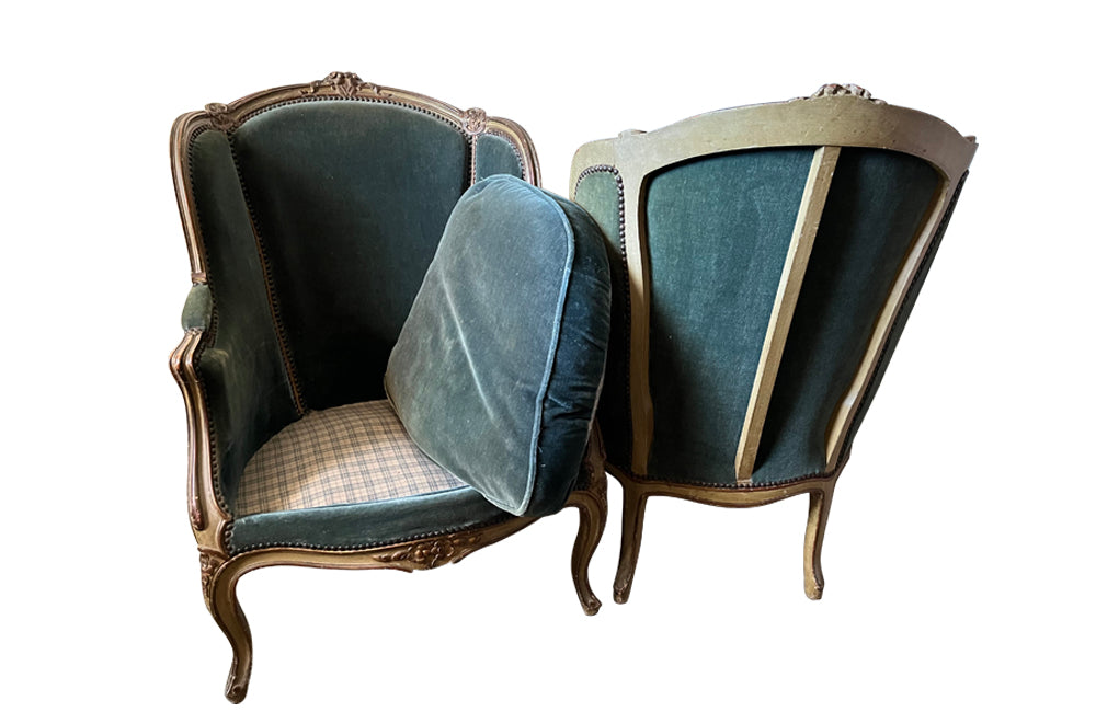 PAIR OF LARGE LOUIS XV REVIVAL ARMCHAIRS
