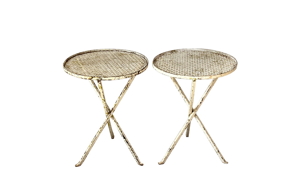 Pair of round martini tables by Mathieu Matégot