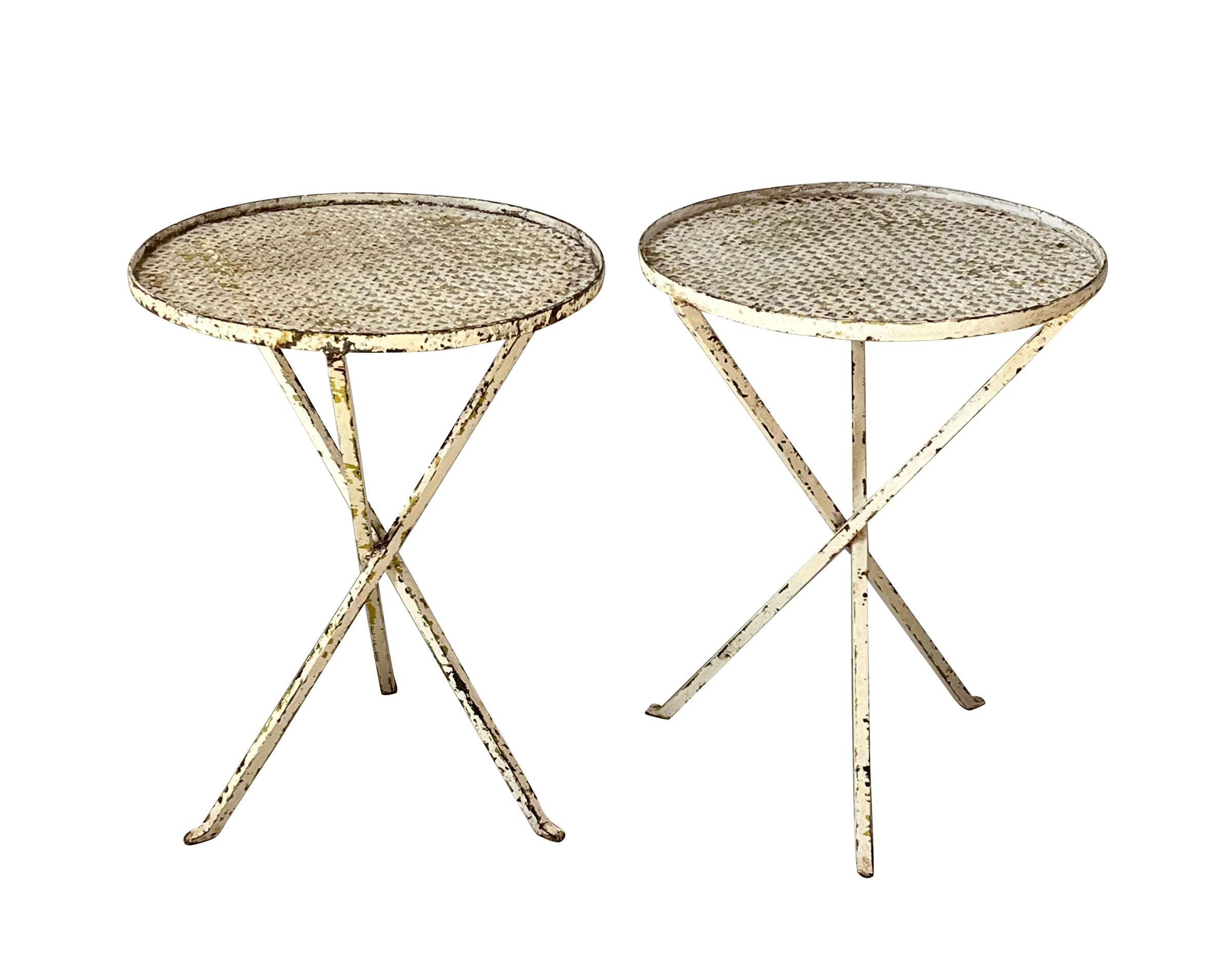 Pair of round martini tables by Mathieu Matégot