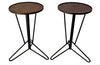 Pair of mid century iron round martini or occasional tables.