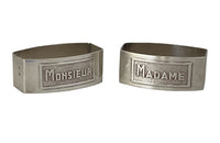 Pair of stylish, silver plate, Madame & Monsieur napkin holders from the Art Deco period. 