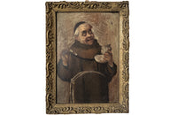 19th century charming small framed pair of Italian oil paintings of monks. 