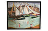 Pair of signed oil on board paintings of the Port of Deauville, in Normany, by Antoine G Bogey