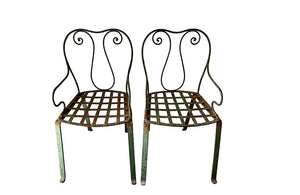 quirky pair of iron garden chairs circa 1900