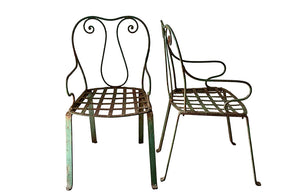quirky pair of iron garden chairs  circa 1900