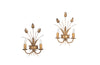 Stylish Spanish gilt metal tulip wall sconces date to the mid 20th century