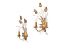 Stylish Spanish gilt metal tulip wall sconces date to the mid 20th century