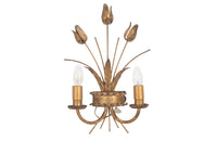 Stylish Spanish gilt metal tulip wall sconces date to the mid 20th century