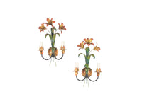 Mid 20th century pair of French tole lily appliques