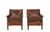 Charming, pair of 1920s French petite studded leather club chairs.