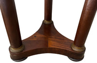 Antique side tables Empire revival pedestal side tables mahogany with round marble top - French Antique Furniture