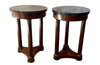 Antique side tables Empire revival pedestal side tables mahogany with round marble top - French Antique Furniture