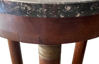Antique side tables Empire revival pedestal side tables mahogany with round marble top - French Antique Furniture