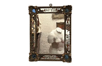 Beautiful rare pair of small 19th century Italian carved giltwood and verre eglomise mirror