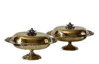 Beautiful pair of 19th century large French decorative brass lidded serving dishes - French Antiques