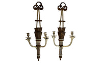Beautiful pair of large 19th Century Italian carved wooden wall lights in the Neo-Classical style