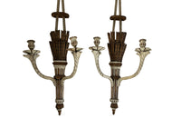 Beautiful pair of large 19th Century Italian carved wooden wall lights in the Neo-Classical style