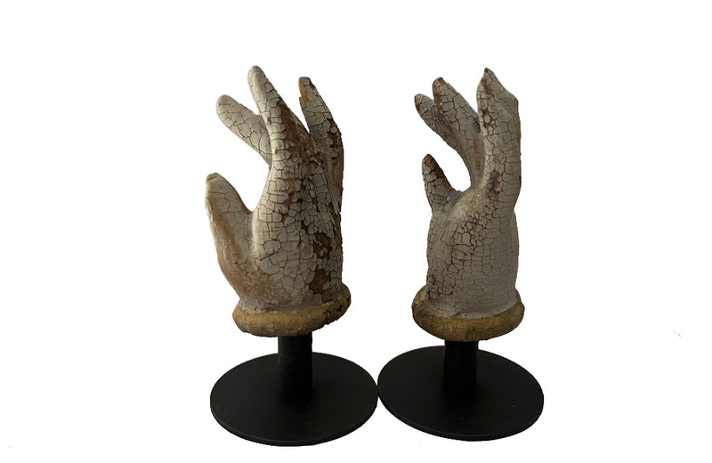 Charming pair of small early 19th Century French polychrome carved hands