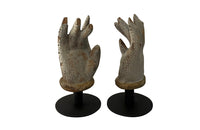 Charming pair of small early 19th Century French polychrome carved hands