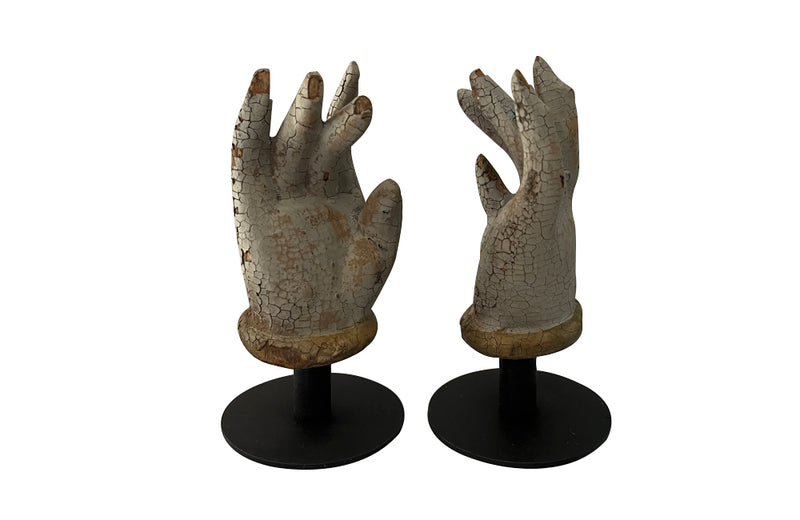 Charming pair of small early 19th Century French polychrome carved hands