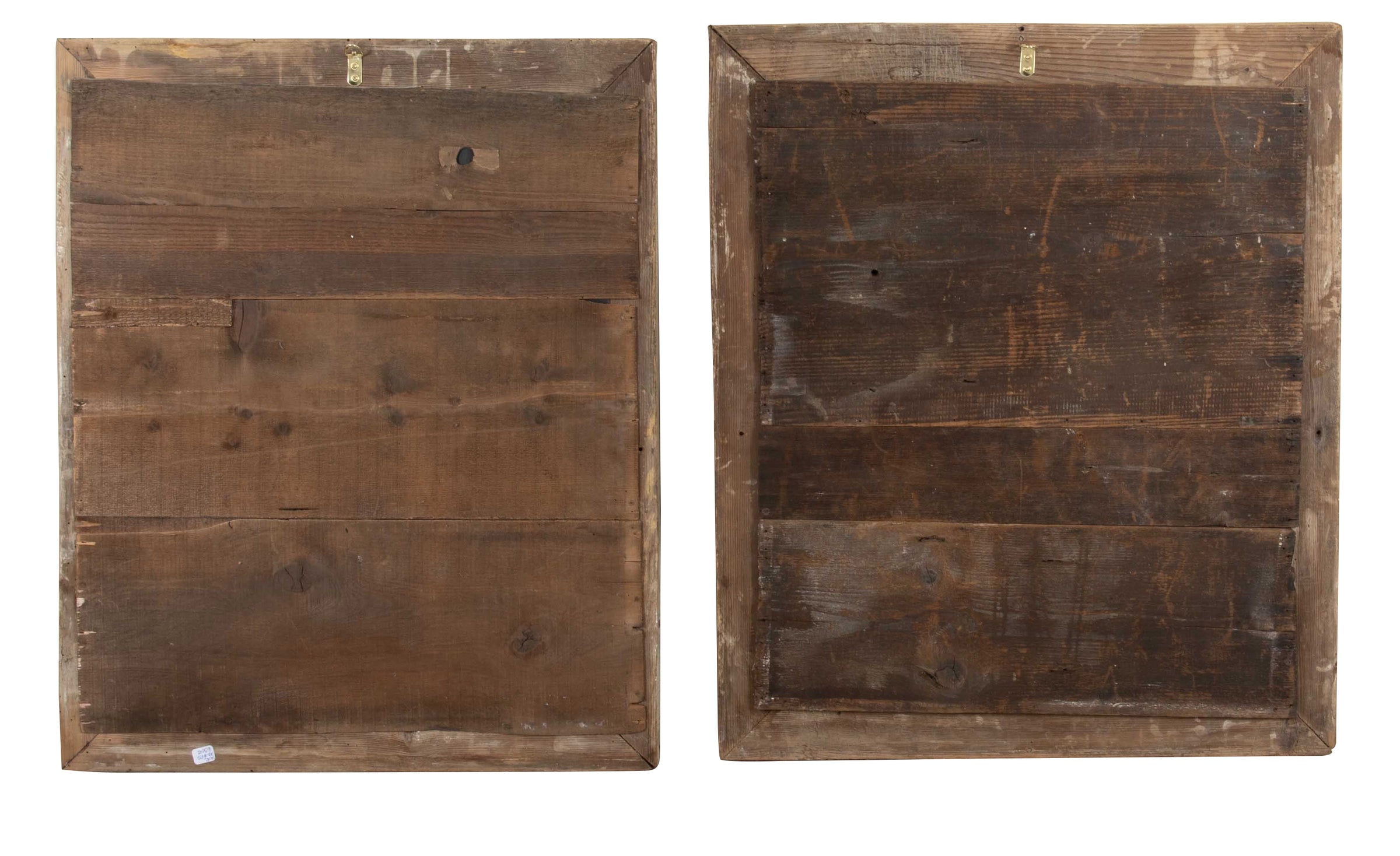 Near Pair of 19th Century French Foxed Pine Framed Mirrors