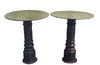 Decorative pair of French cast iron columnar based gueridon tables.