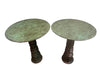 Decorative pair of French cast iron columnar based gueridon tables.