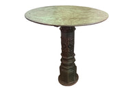 Decorative pair of French cast iron columnar based gueridon tables.