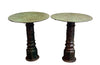 Decorative pair of French cast iron columnar based gueridon tables.