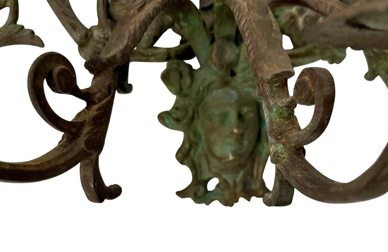 Antique mirrors French Neo-classical revival bronze wall sconces, with three branched candle holders. French antiques.