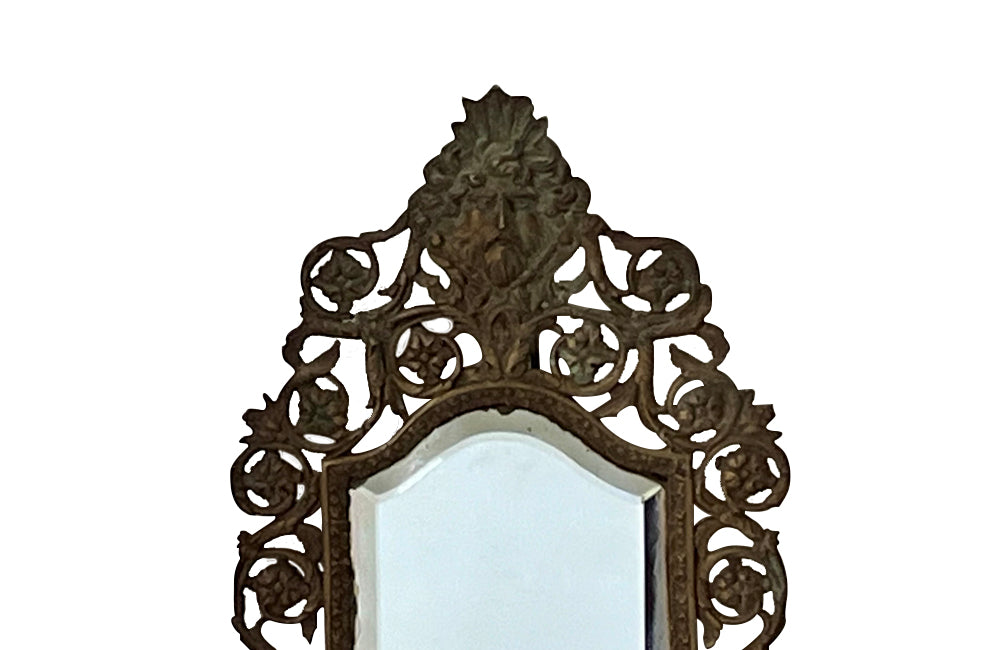 Antique mirrors French Neo-classical revival bronze wall sconces, with three branched candle holders. French antiques.