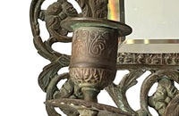 Antique mirrors French Neo-classical revival bronze wall sconces, with three branched candle holders. French antiques.